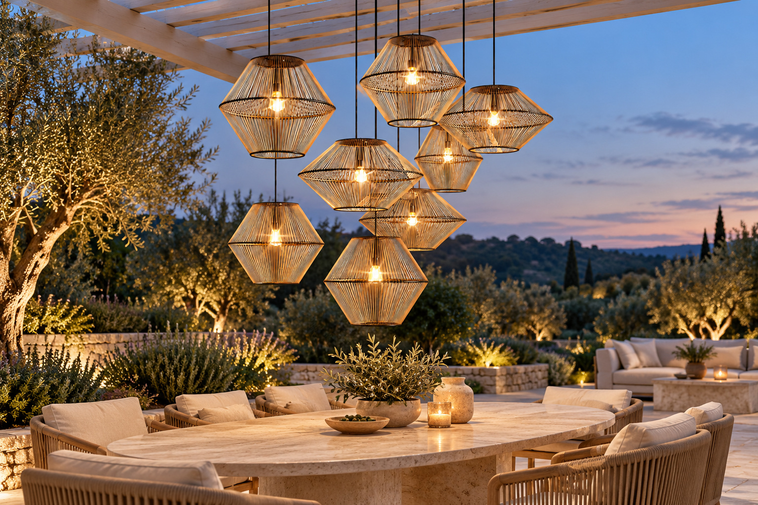 מנורה קלועה Woven Light L6 בסביבת חוץ