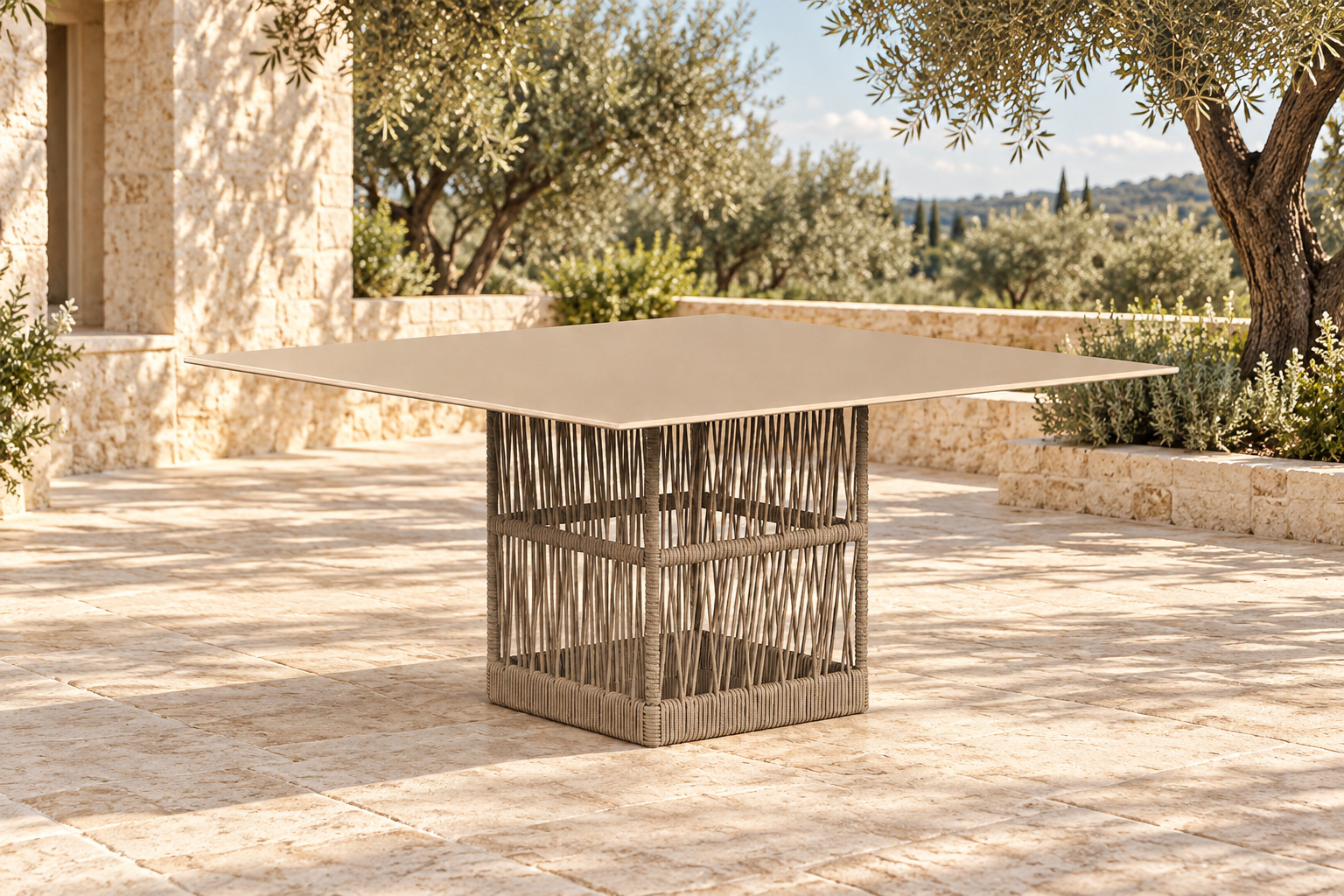 שולחן אוכל מרובע CORAL LINE בסביבת חוץ
